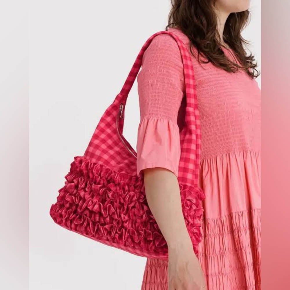 Molly Goddard Baggu Pink Gingham Shoulder Bag BNWT